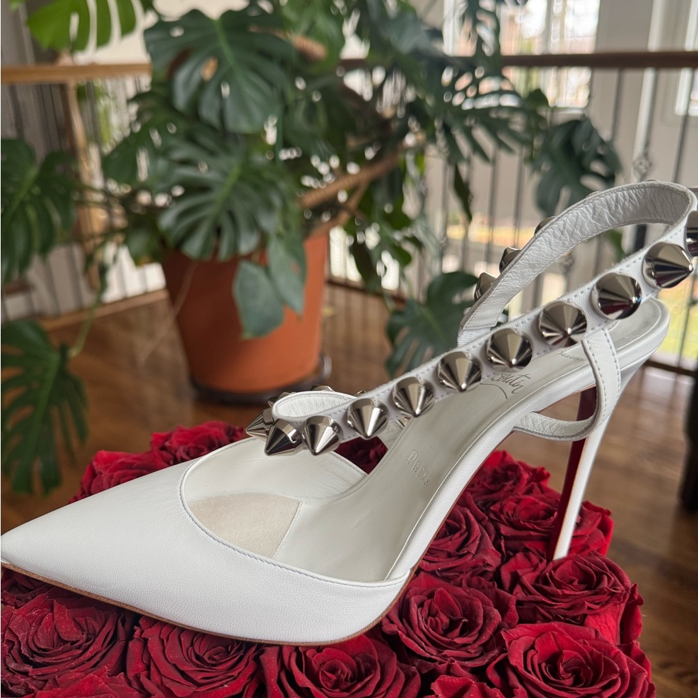 Christian Louboutin White Studded Heels - Picture 3 of 5